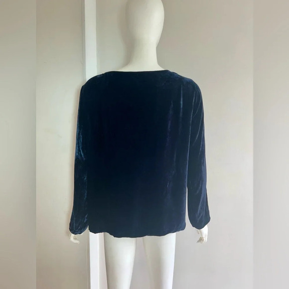 Antonelli Velvet Top Viscose Silk Blend Round Neck Long Sleeve Blue Navy Sz US 8 - Picture 4 of 9